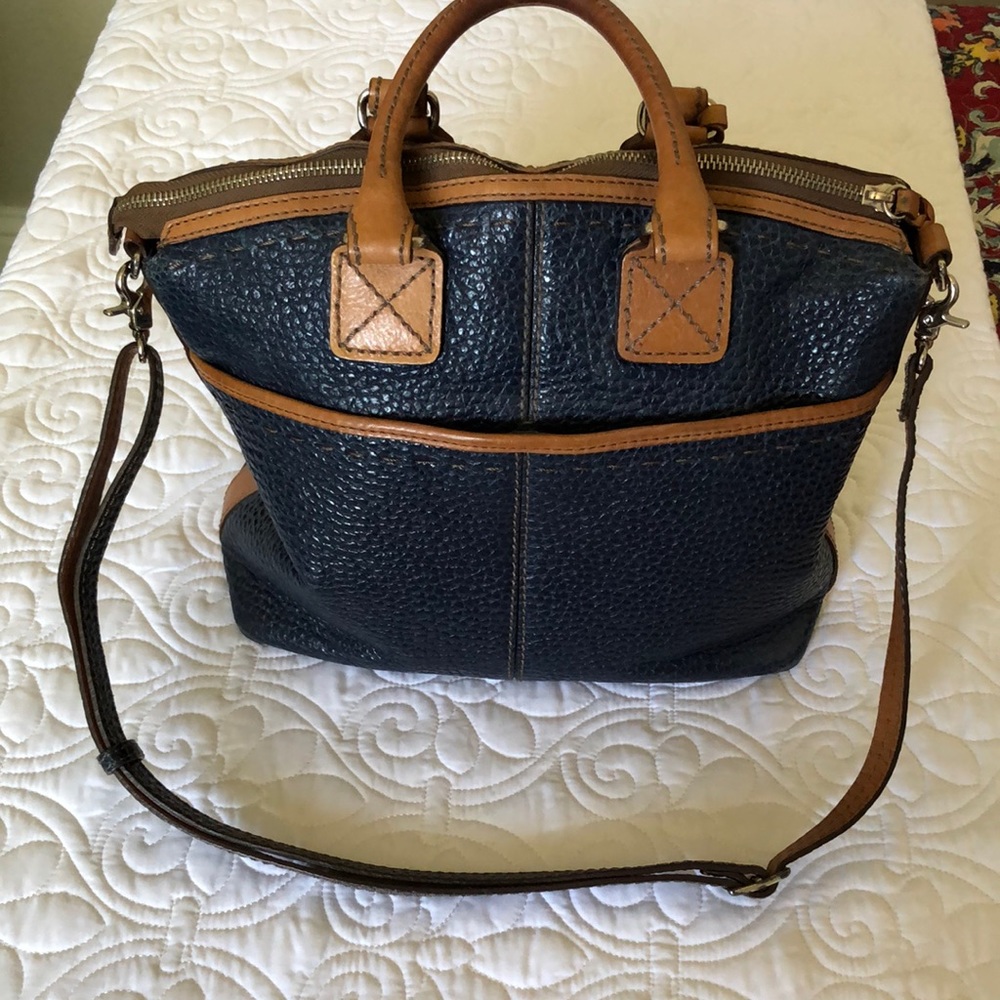 Brighton Blue and Tan Handbag with Removable Strap